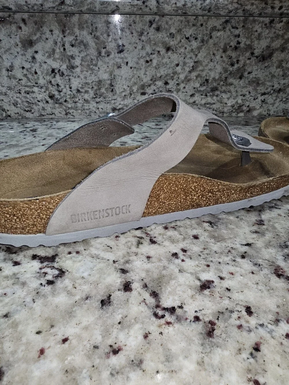 Birkenstock Thong Sandals Gray Nubuck Leather 9/40